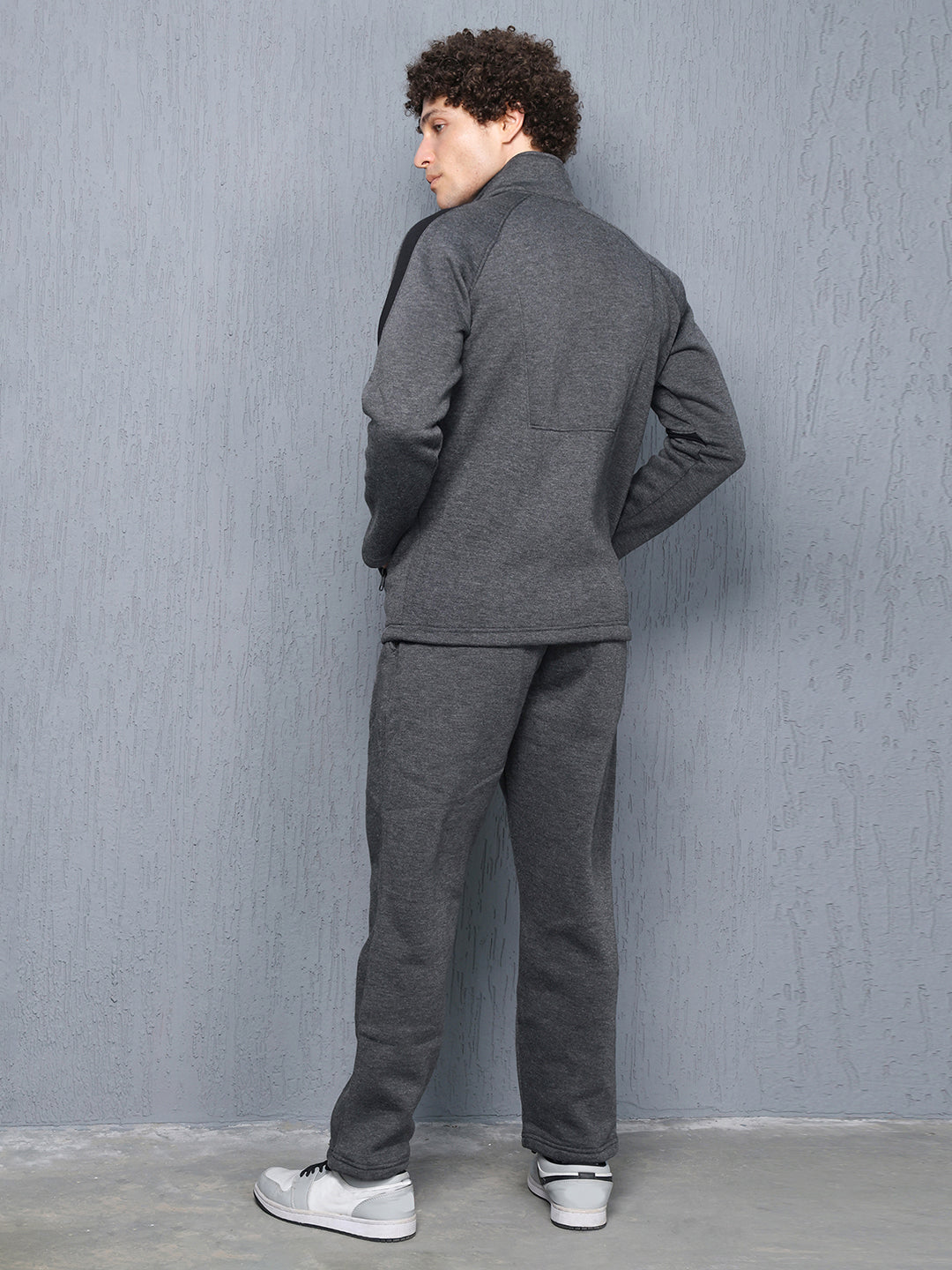 Men Anthra Black Full Zipper Winter Tracksuit