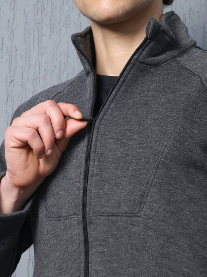 Men Anthra Black Full Zipper Winter Tracksuit