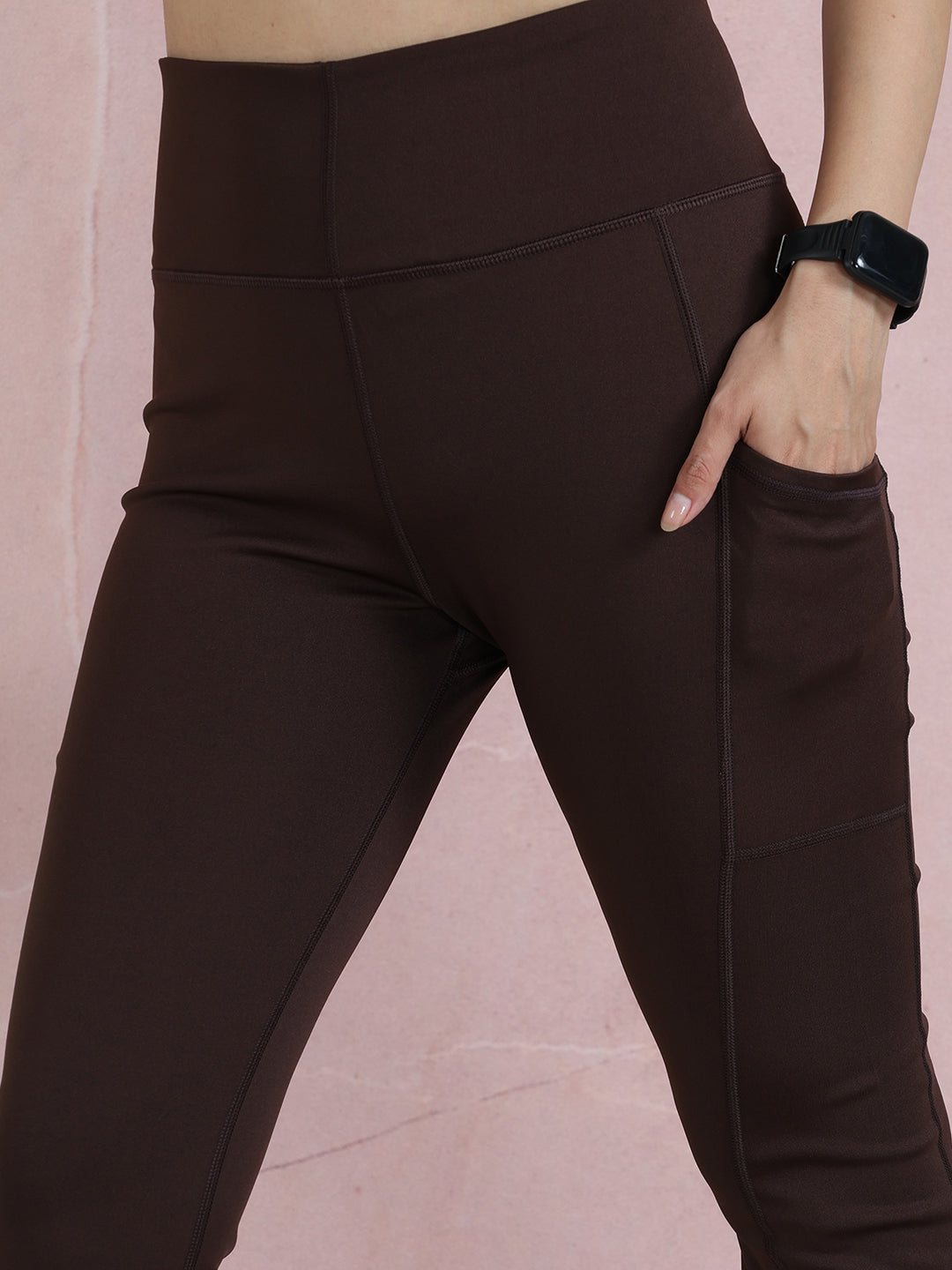 Women's High Waist Solid Flared Pants Brown