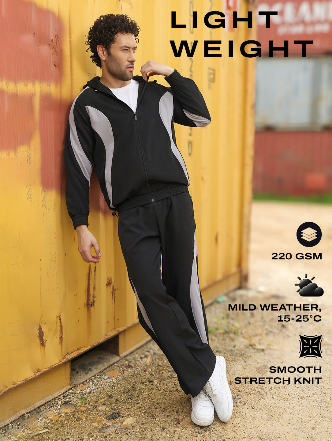 Black & Grey Active Colorblock Track Suit Men