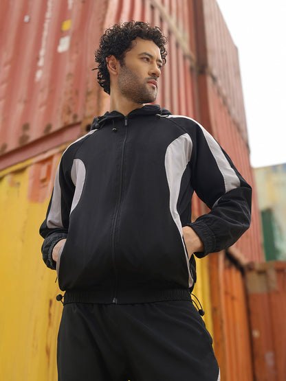 Men’s Black & Light Grey Colorblock Track Suit