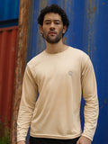 Men's Regular Dry Fit Full Sleeve Gym T-Shirt Beige