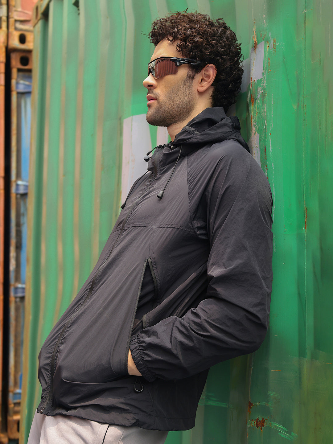 Men’s Black Lightweight Hooded Windcheater Jacket