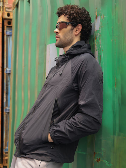 Men’s Black Lightweight Hooded Windcheater Jacket