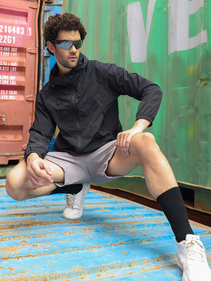 Men’s Black Lightweight Hooded Windcheater Jacket