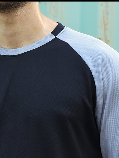 Men's Full Sleeves Dry Fit Gym T-shirt Black Grey