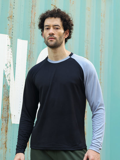 Men's Full Sleeves Dry Fit Gym T-shirt Black Grey