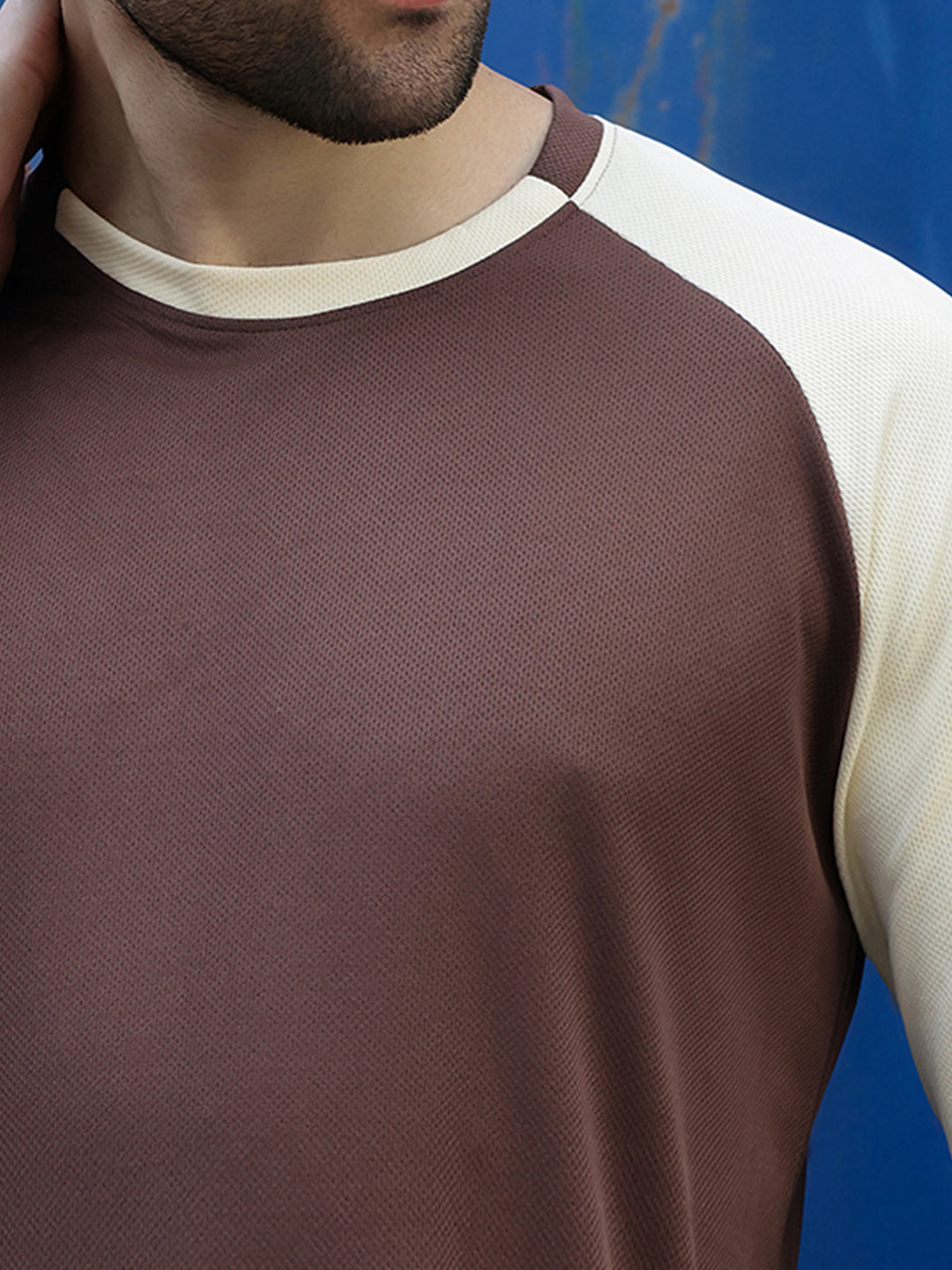 Men's Full Sleeves Dry Fit Gym T-shirt Brown Beige