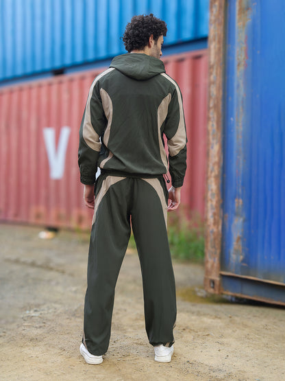Men’s Olive & Mouse Colorblock Track Suit