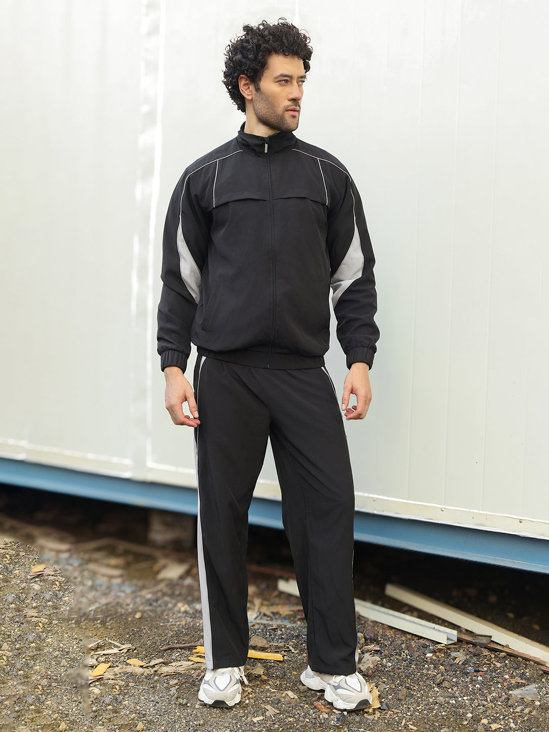 Men’s Black Grey Colorblock Track Suit