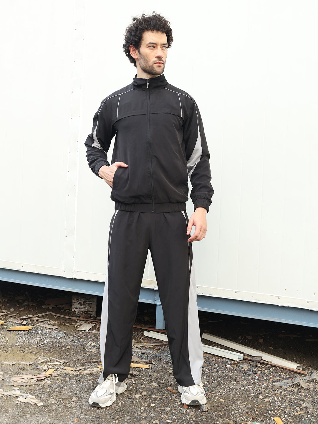 Men’s Black Grey Colorblock Track Suit