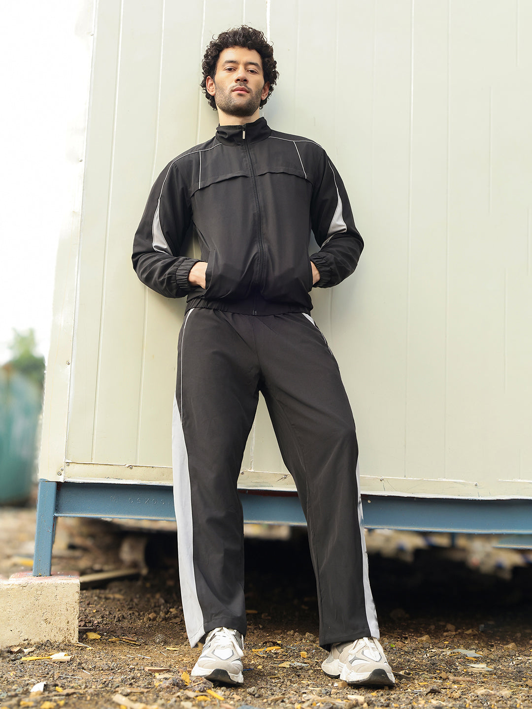 Men’s Black Grey Colorblock Track Suit