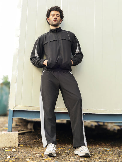 Men’s Black Grey Colorblock Track Suit