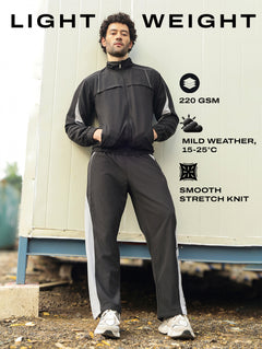 Black Grey Light Active Colorblock Track Suit Men