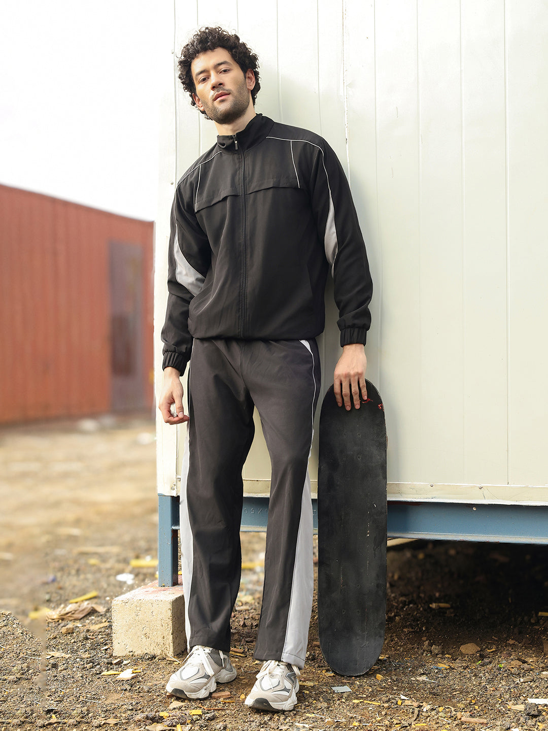 Men’s Black Grey Colorblock Track Suit