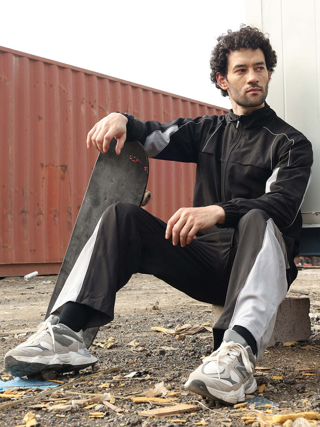 Men’s Black Grey Colorblock Track Suit