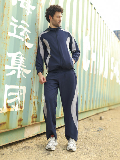 Men’s Navy Blue & Light Grey Colorblock Track Suit