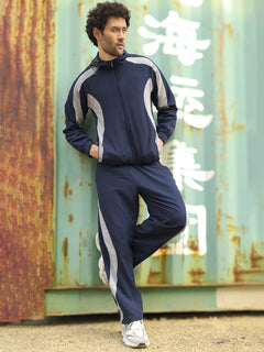 Navy & Grey Light Active Colorblock Track Suit Men