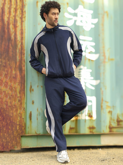 Men’s Navy Blue & Light Grey Colorblock Track Suit