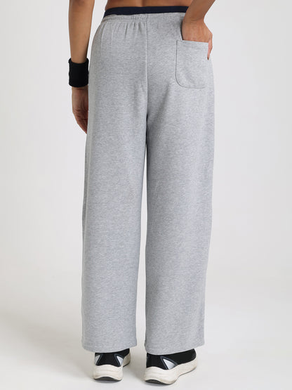 Women Relaxed Fit Wide Leg Trackpants Grey