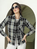 Women Winter Wear Check Shacket | CHKOKKO