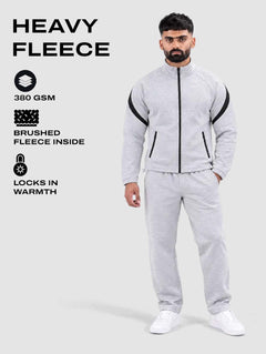 Grey Black Heavy Fleece Winter Tracksuit Men