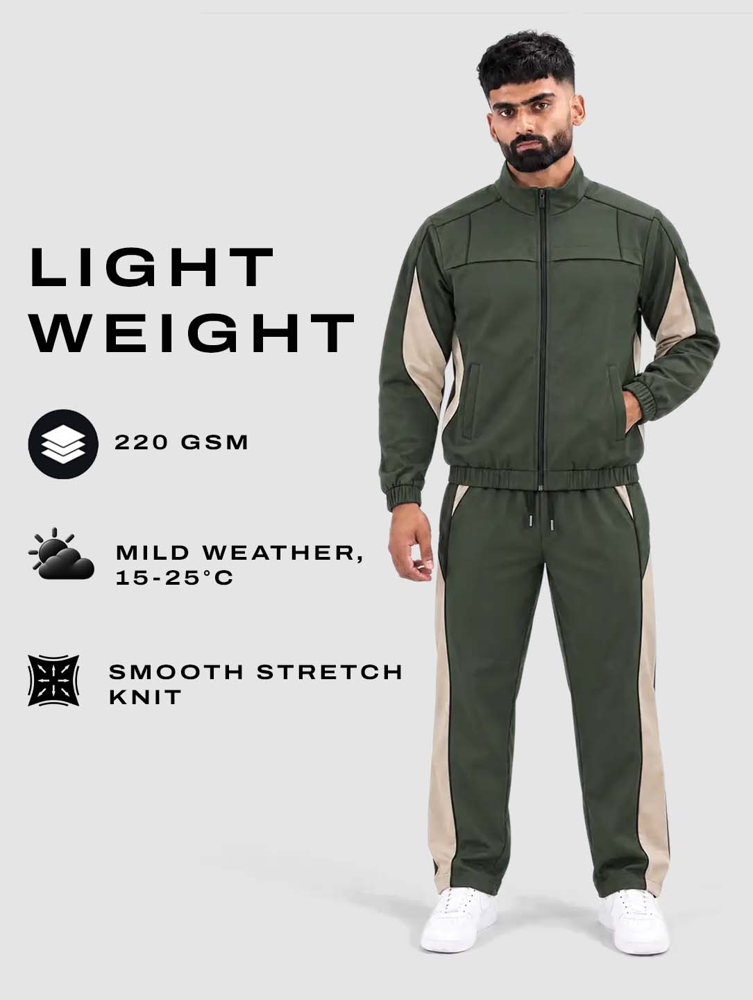 Olive Mouse Light Active Colorblock Track Suit Men