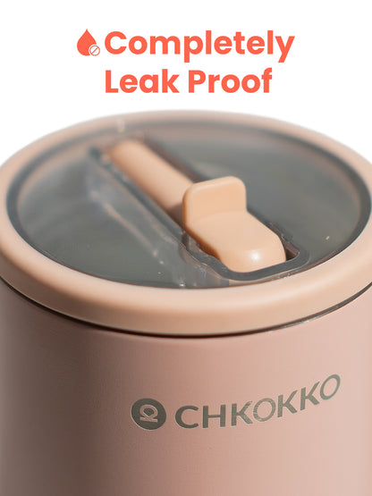 Chkokko Premium Insulated Tumbler - Peach 1200ml with Leak-Proof Lid