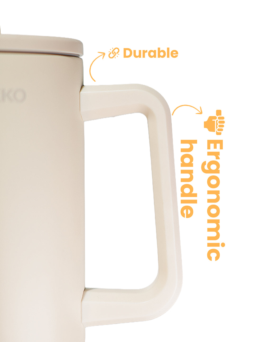 Chkokko Premium Insulated Tumbler - Cream 1200ml with Leak-Proof Lid