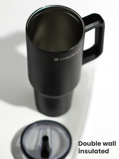 Chkokko Premium Insulated Tumbler - Black 1200ml with Leak-Proof Lid