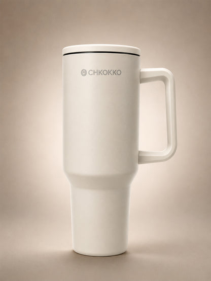 Chkokko Premium Insulated Tumbler - Cream 1200ml with Leak-Proof Lid