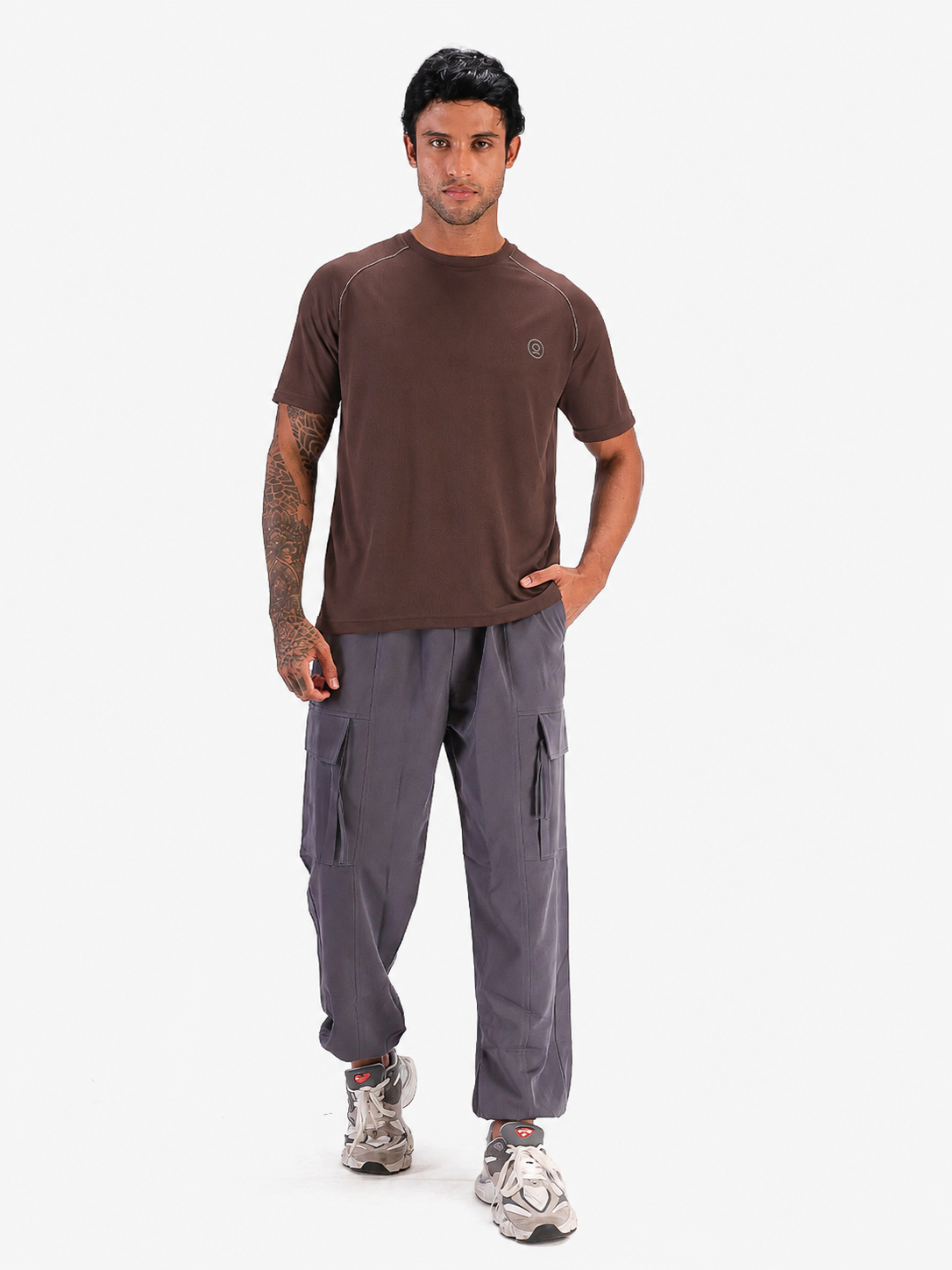Men's Half Sleeves Quick Dry Sports T-shirt Brown