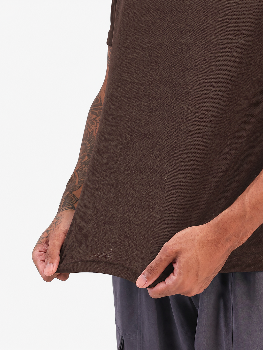 Men's Half Sleeves Quick Dry Sports T-shirt Brown
