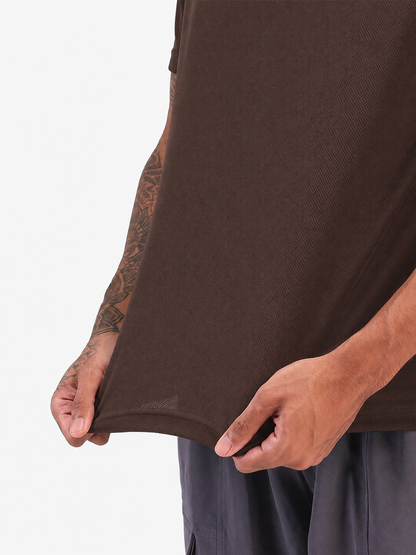 Men's Half Sleeves Quick Dry Sports T-shirt Brown