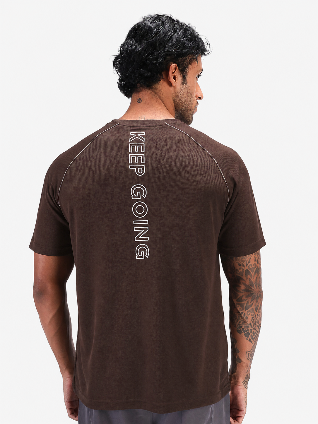 Men's Half Sleeves Quick Dry Sports T-shirt Brown