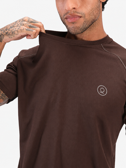 Men's Half Sleeves Quick Dry Sports T-shirt Brown