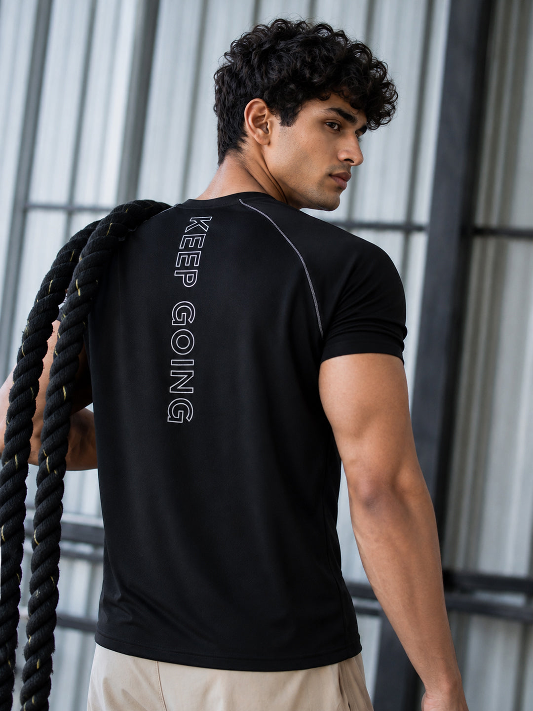 Men's Half Sleeves Quick Dry Sports T-shirt Black