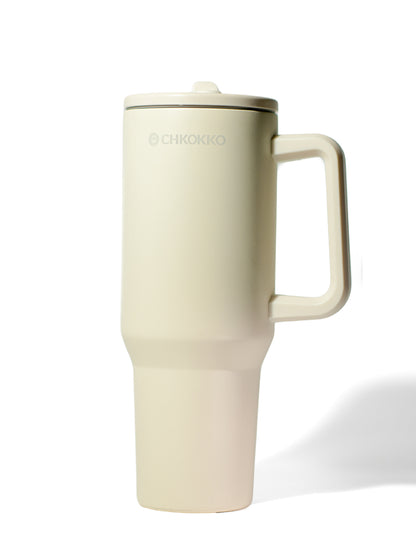 Chkokko Premium Insulated Tumbler - Cream 1200ml with Leak-Proof Lid