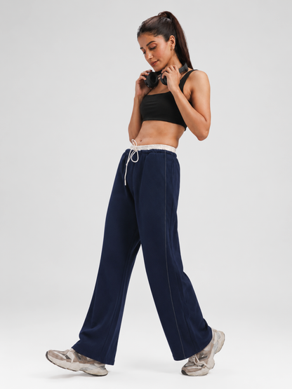 Women’s Navy Relaxed Fit Athleisure Track Pants