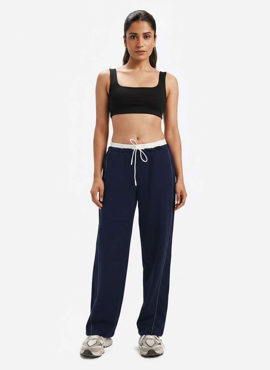 Women’s Navy Relaxed Fit Athleisure Track Pants