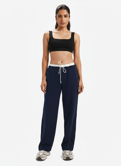 Women’s Navy Relaxed Fit Athleisure Track Pants