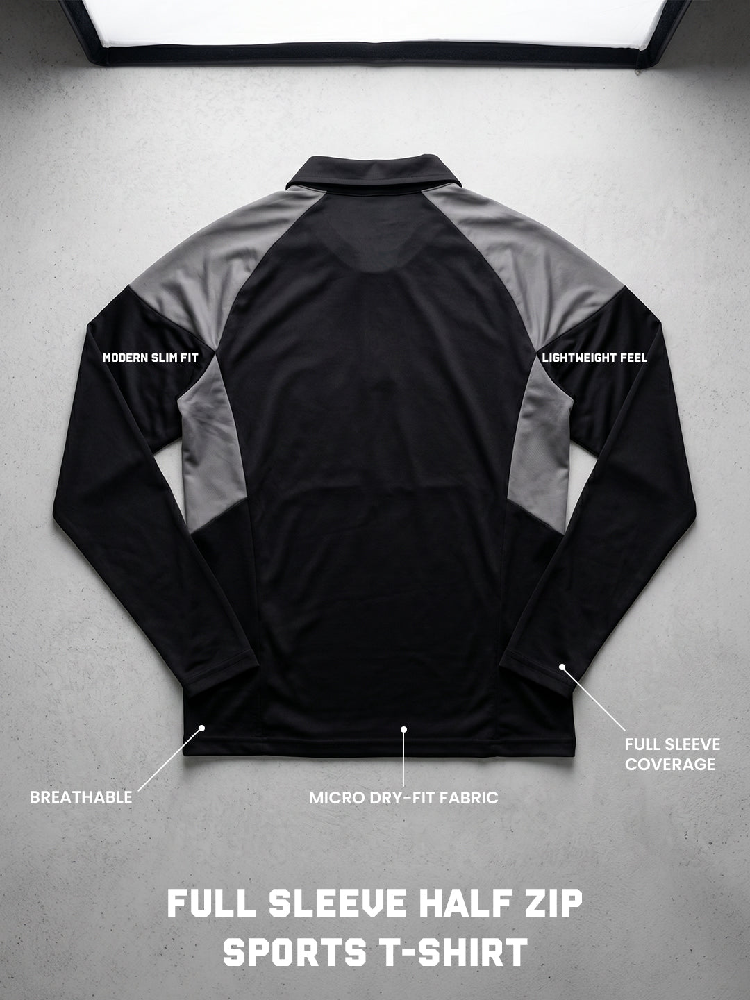 Men’s Full Sleeve Half Zip Sports T-Shirt