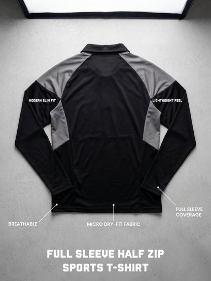 Men’s Full Sleeve Half Zip Sports T-Shirt