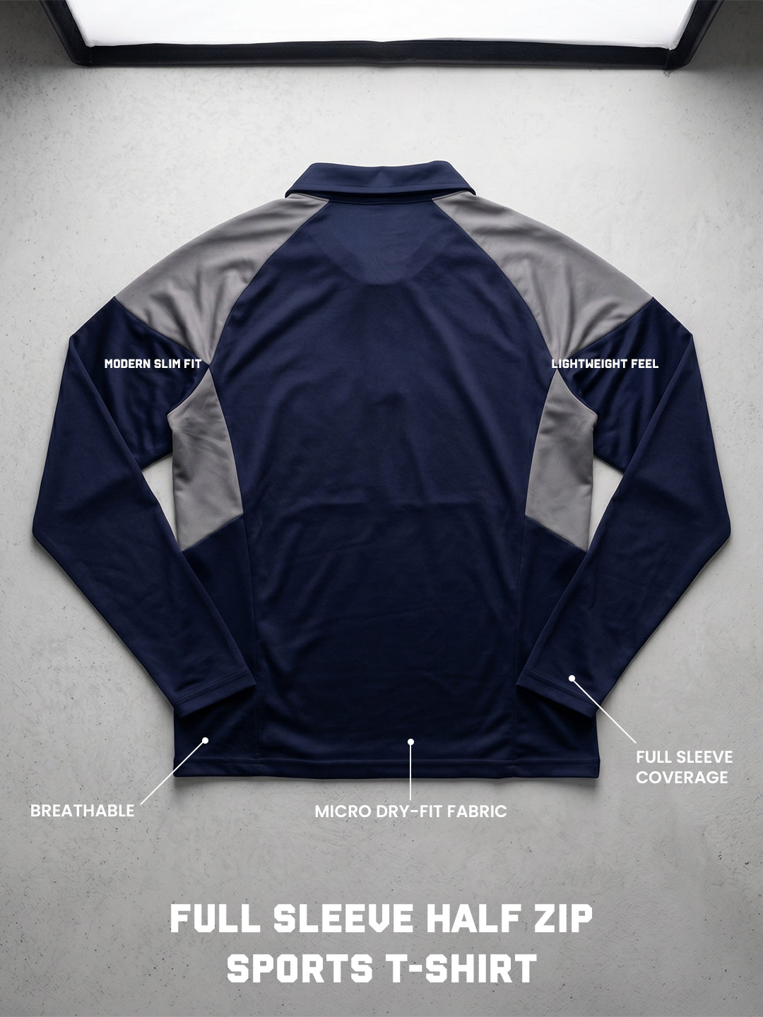 Men’s Full Sleeve Half Zip Sports T-Shirt