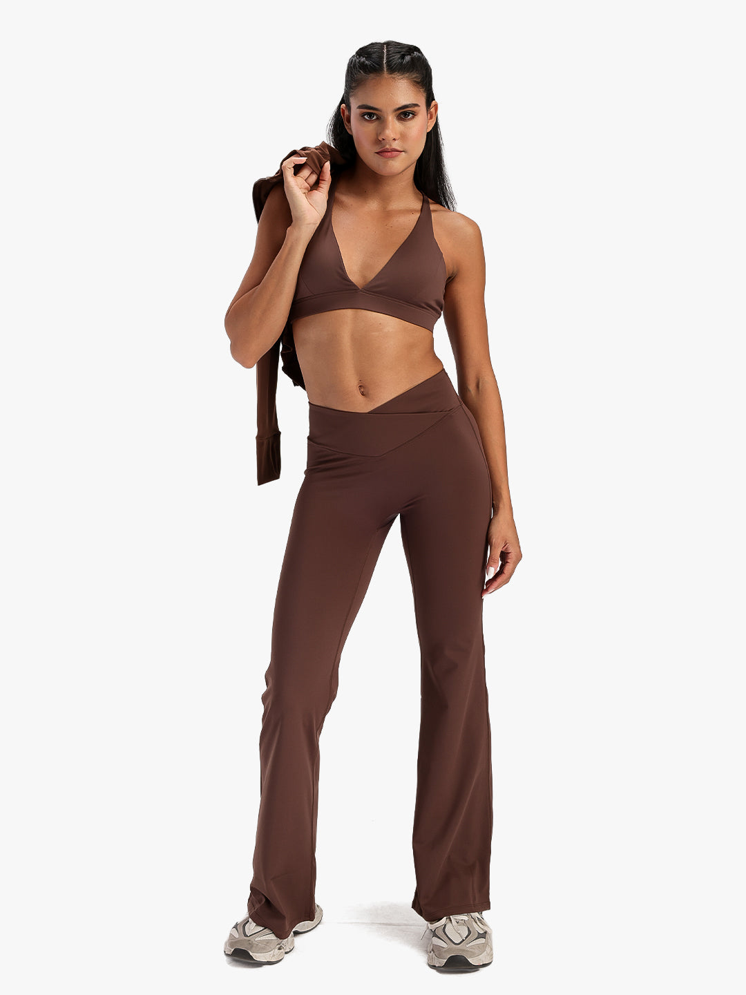 Women’s Crossover Flared Pants Brown