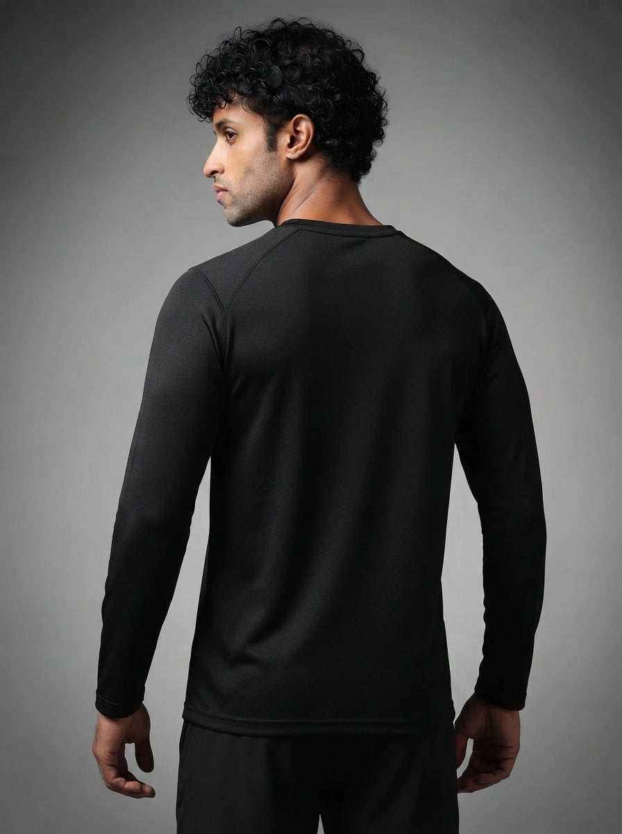 Men's Regular Dry Fit Full Sleeve Gym T-Shirt Black