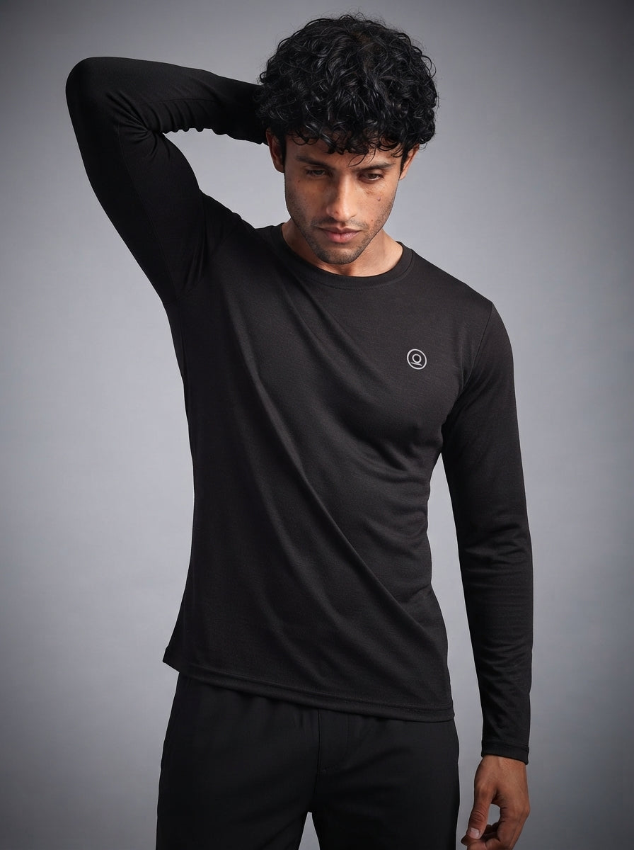 Men's Regular Dry Fit Full Sleeve Gym T-Shirt Black