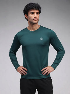 Men's Regular Dry Fit Full Sleeve Gym T-Shirt Dark Green