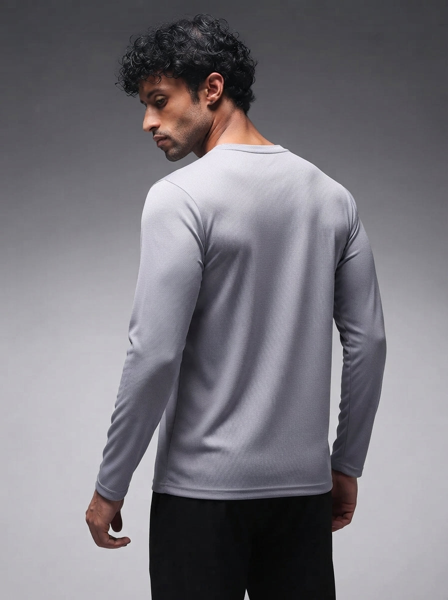 Men's Regular Dry Fit Full Sleeve Gym T-Shirt Sand