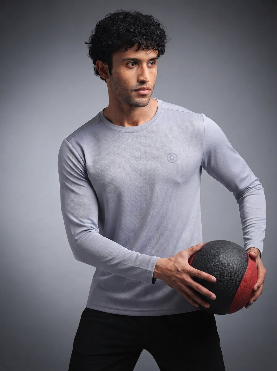 Men's Regular Dry Fit Full Sleeve Gym T-Shirt Sand